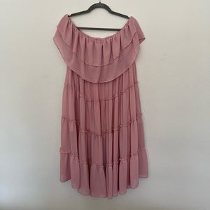 SHEIN pink ruffle strapless dress